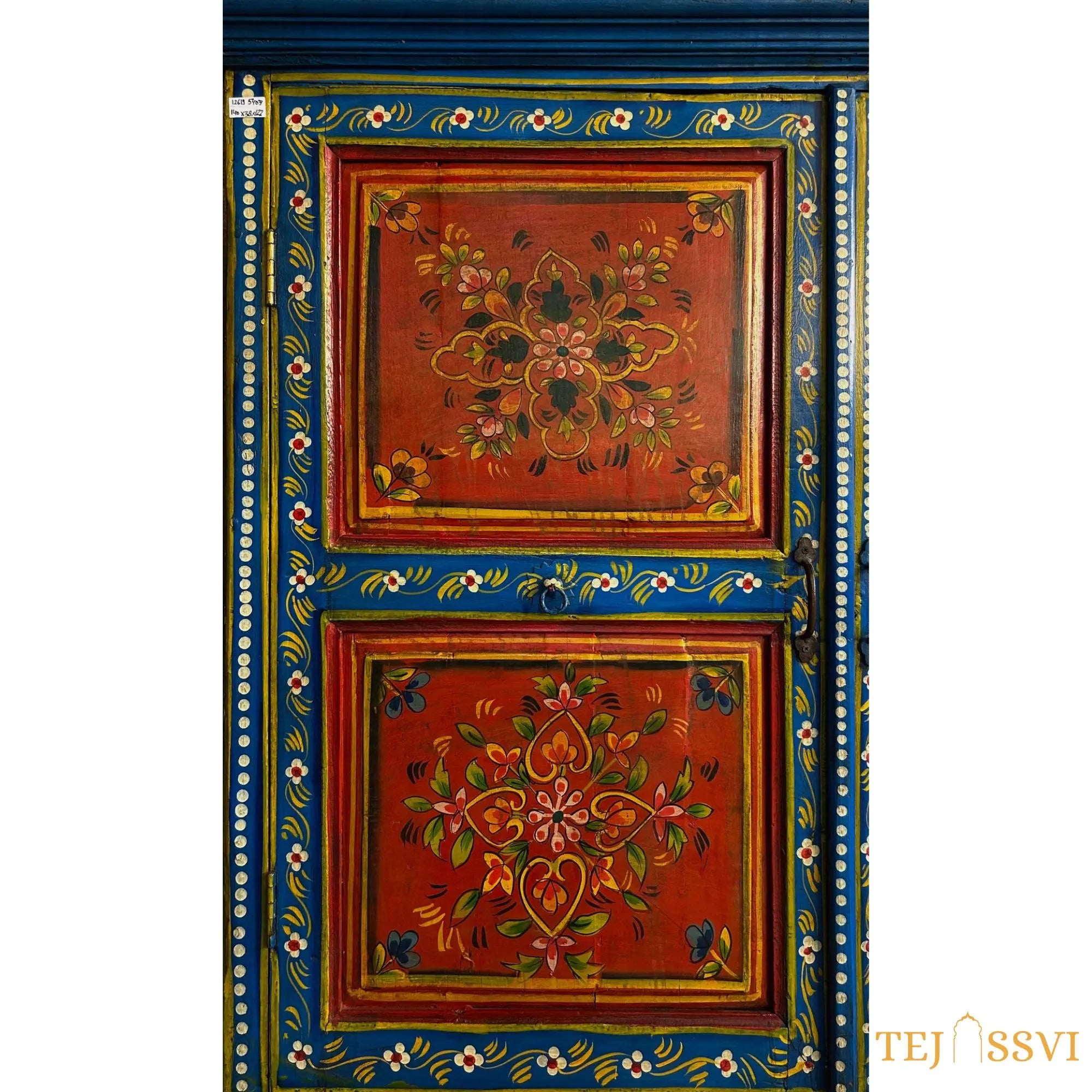 Indian Floral Designed Side Storage Wooden Cabinet / Side Table / Hand Painted Wooden Big Cabinet / Living Room Furniture.