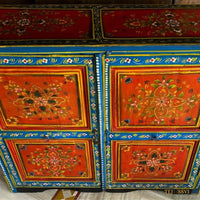 Indian Floral Designed Side Storage Wooden Cabinet / Side Table / Hand Painted Wooden Big Cabinet / Living Room Furniture.