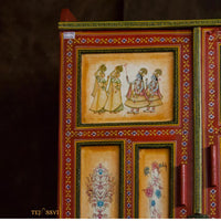 Indian Decorative Wardrobe / Wooden Hand-Painted Almirah /  2 Door Cabinet / Cupboard / Indian Ethnic Style Bedroom Furniture / Collectible Art.