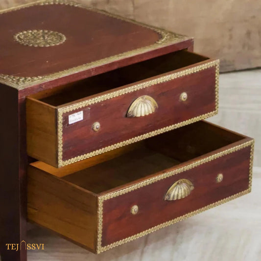 Vintage Mahogany Bedside Cabinet with Brass Shell Handles - Antique Storage Solution, Small Cabinet, Home Decor Sideboard