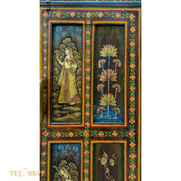 Antique Hand-Painted Wooden Indian Ethnic Cabinet  / Vintage Wooden Sideboard - Rustic Charm for Your Home | Entryway Table | Storage Cupboard.