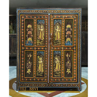 Antique Hand-Painted Wooden Indian Ethnic Cabinet  / Vintage Wooden Sideboard - Rustic Charm for Your Home | Entryway Table | Storage Cupboard.