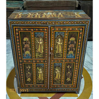 Antique Hand-Painted Wooden Indian Ethnic Cabinet  / Vintage Wooden Sideboard - Rustic Charm for Your Home | Entryway Table | Storage Cupboard.