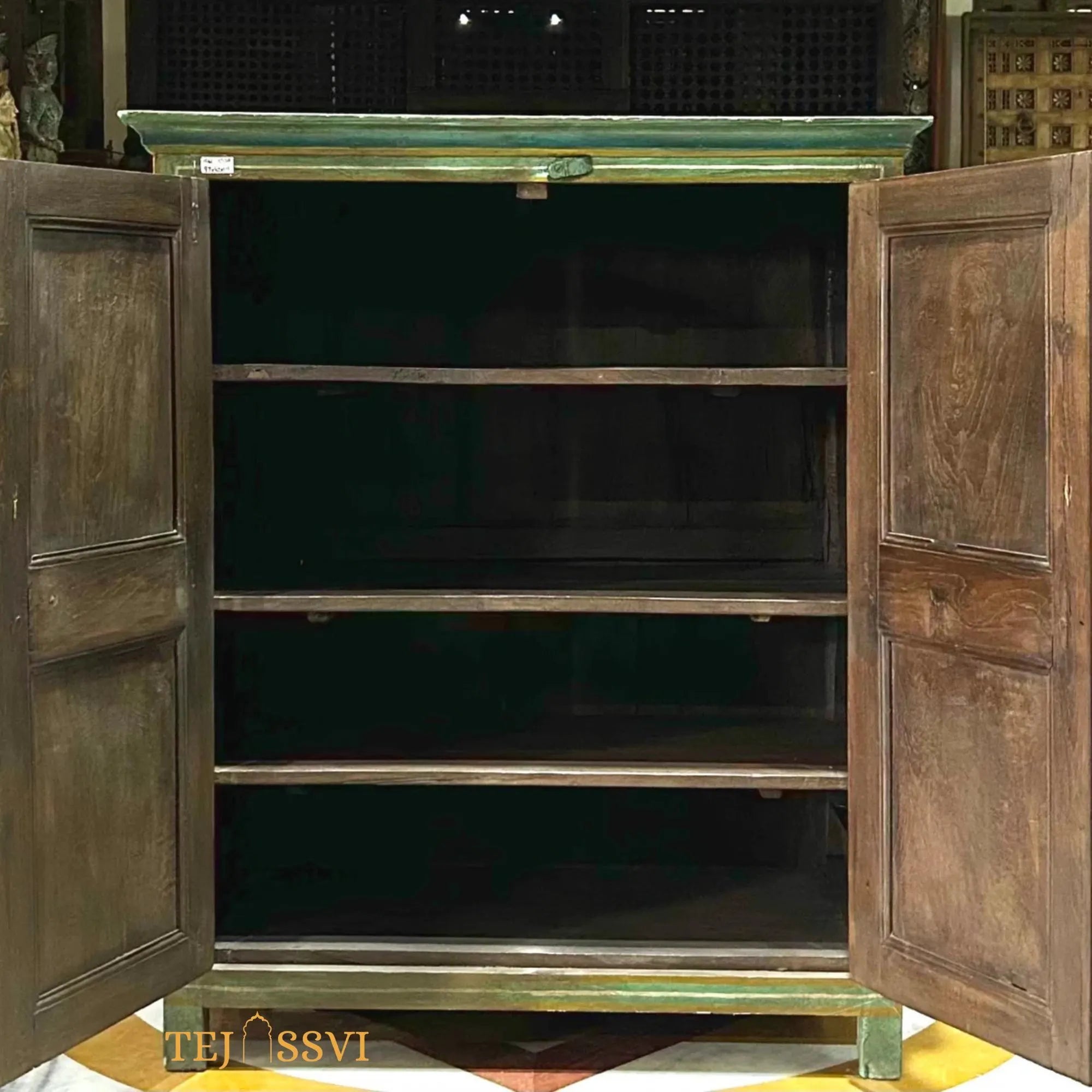Antique Hand-Painted Indian Cabinet / Wooden Rustic Ethnic Sideboard / wooden Hand Painted Cabinet / Wooden Big Sideboards.
