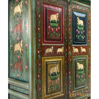 Antique Hand-Painted Indian Cabinet / Wooden Rustic Ethnic Sideboard / wooden Hand Painted Cabinet / Wooden Big Sideboards.