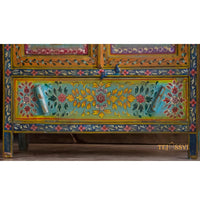 Wooden Hand Painted Sideboard for Living Room and Storage Unit for Home Décor