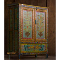 Wooden Hand Painted Sideboard for Living Room and Storage Unit for Home Décor