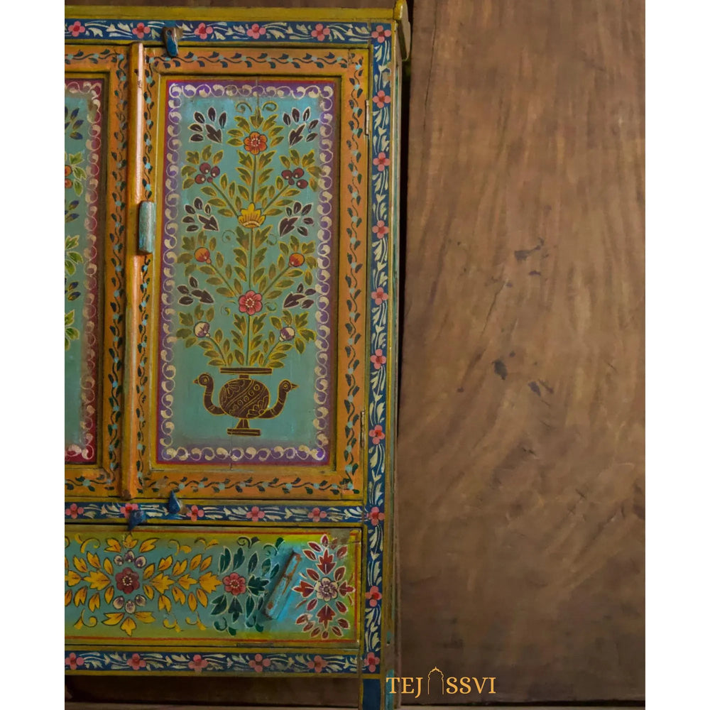 Wooden Hand Painted Sideboard for Living Room and Storage Unit for Home Décor