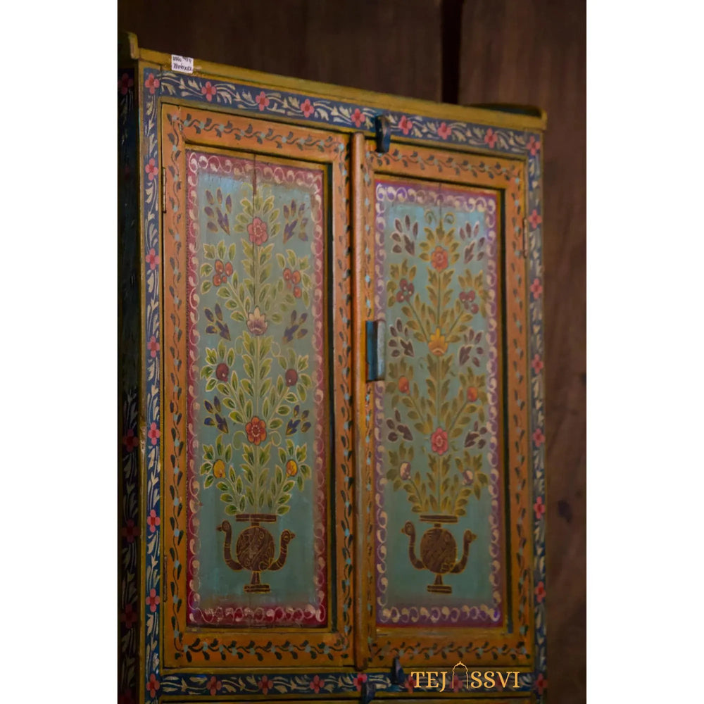 Wooden Hand Painted Sideboard for Living Room and Storage Unit for Home Décor