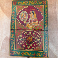 Antique Indian Shaving Box with Mirror Reclaimed Wood & Brass / Wooden Hand Painted Saving Box/ Wooden Box/ Painting Box With Mirror.