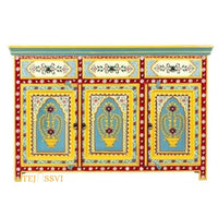 Wooden Indian Floral designed Side Storage / Cabinet | Bedside, Side Table, Hand Painted, Wooden Big Cabinet, Living Room Furniture, Fine Panting.