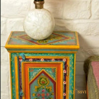 Indian Floral Designed Side Storage / Wooden Cabinet / Hand Painted Furniture / Wooden Big Cabinet for Living Room Furniture.