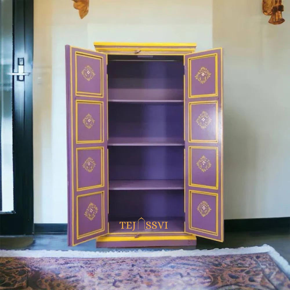Indian Floral Designed Side Storage / Wooden Cabinet / Side Boards / Hand Painted / Wooden Big Cabinet, Living Room Furniture, Fine Panting.