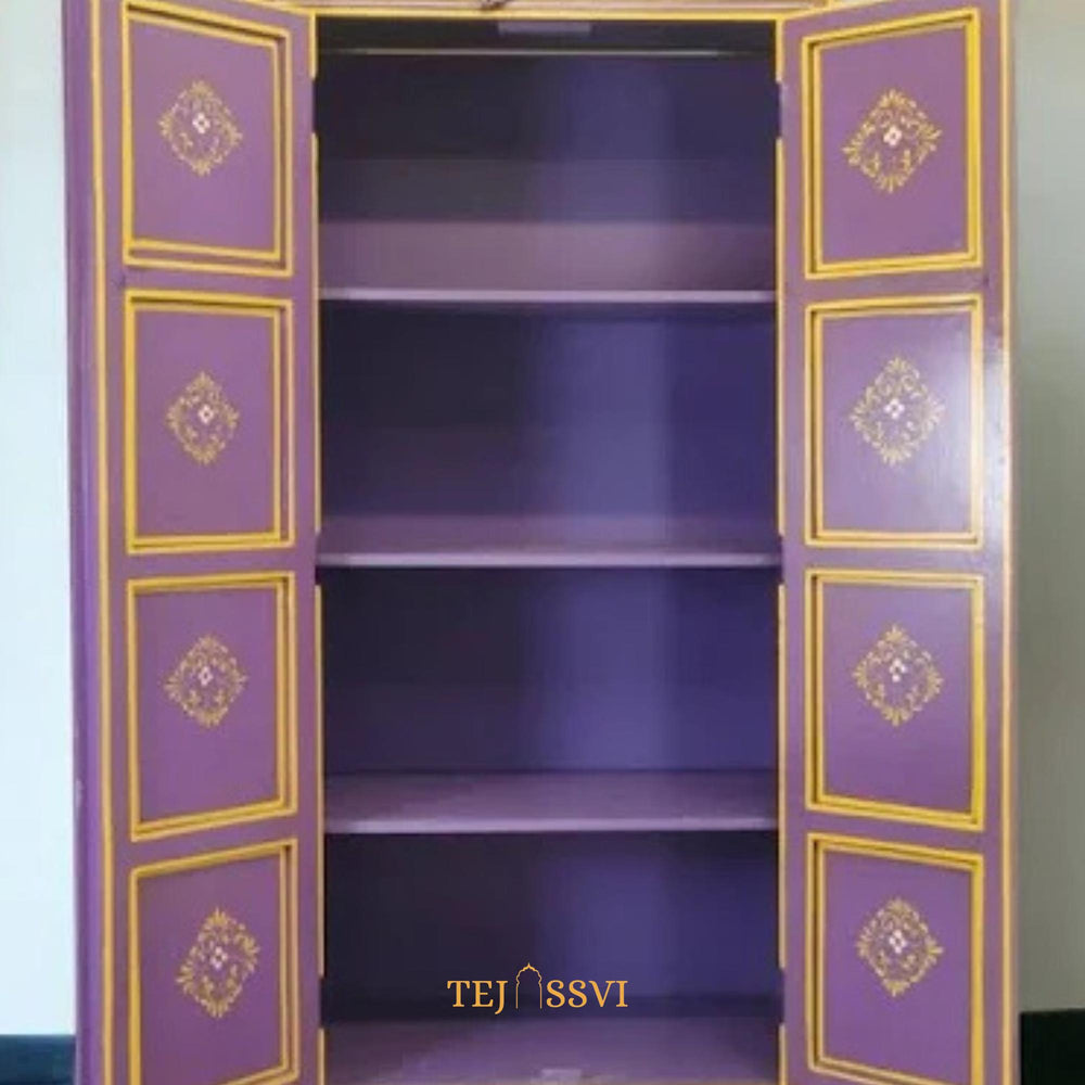 Indian Floral Designed Side Storage / Wooden Cabinet / Side Boards / Hand Painted / Wooden Big Cabinet, Living Room Furniture, Fine Panting.