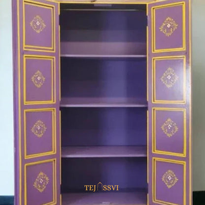 Indian Floral designed Side Storage / Cabinet | Bedside, Side Table, Hand Painted, Wooden Big Cabinet, Living Room Furniture, Fine Panting..