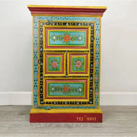 Hand Painted Vase Small Cupboard / Side Storage / Big Cabinet / Hand Painted Furniture / Wooden Big Cabinet / Vintage Cabinet.