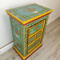 Hand Painted Vase Small Cupboard / Side Storage / Big Cabinet / Hand Painted Furniture / Wooden Big Cabinet / Vintage Cabinet.