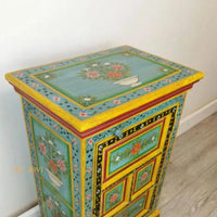 Hand Painted Vase Small Cupboard / Side Storage / Big Cabinet / Hand Painted Furniture / Wooden Big Cabinet / Vintage Cabinet.