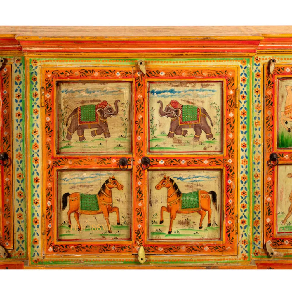 Asura - Hand Painted Sideboard reclaimed Wood Vintage Style/ Side Storage / Cabinet | Bedside, Side Table, Hand Painted, / Vintage Cabinet.