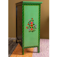 Green Floral Hand Painted Cupboard / Wooden Cabinet / Hand Painted Wooden Big Cabinet Living Room Furniture.