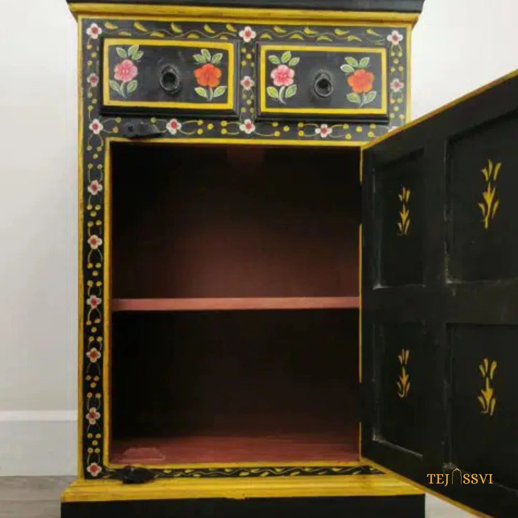 Wooden Romany Painted Bedside Cupboard / Wooden Side boards | Hand Painted Furniture / Wooden Big Cabinet / Living Room Furniture.