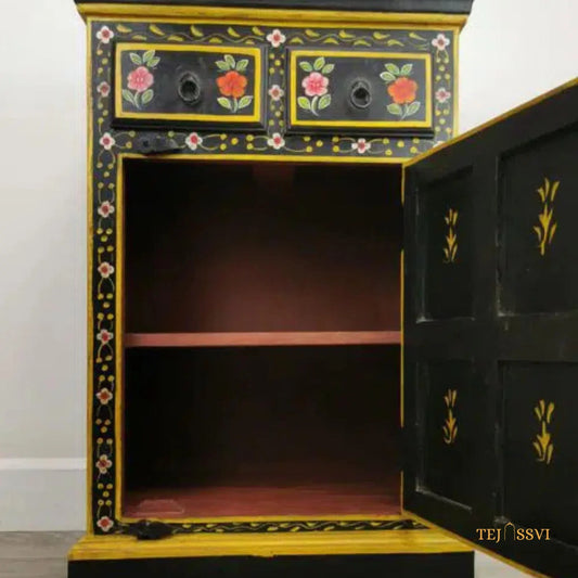 Romany Painted Bedside Cupboard / Cabinet | Bedside, Side Table, Hand Painted, Wooden Big Cabinet, Living Room Furniture, Fine Panting