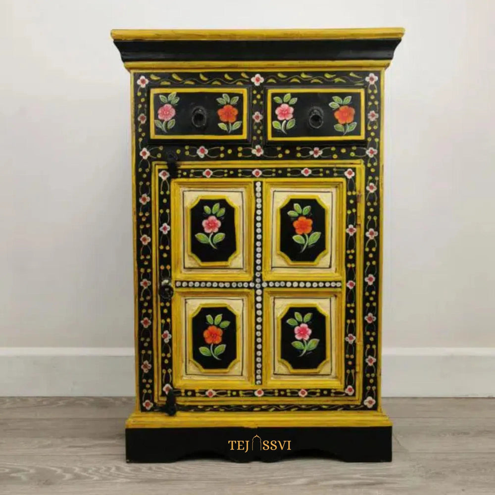 Wooden Romany Painted Bedside Cupboard / Wooden Side boards | Hand Painted Furniture / Wooden Big Cabinet / Living Room Furniture.