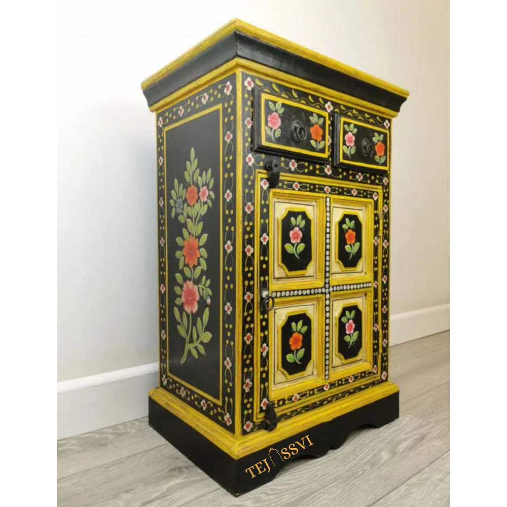 Wooden Romany Painted Bedside Cupboard / Wooden Side boards | Hand Painted Furniture / Wooden Big Cabinet / Living Room Furniture.
