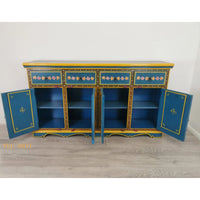 Wooden Floral Designed Sideboards / Wooden Cabinet / Hand Painted Wooden Big Cabinet For Living Room Furniture .