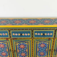 Wooden Floral Designed Sideboards / Wooden Cabinet / Hand Painted Wooden Big Cabinet For Living Room Furniture .