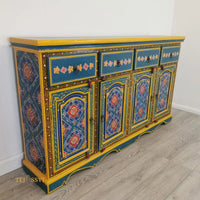 Wooden Floral Designed Sideboards / Wooden Cabinet / Hand Painted Wooden Big Cabinet For Living Room Furniture .