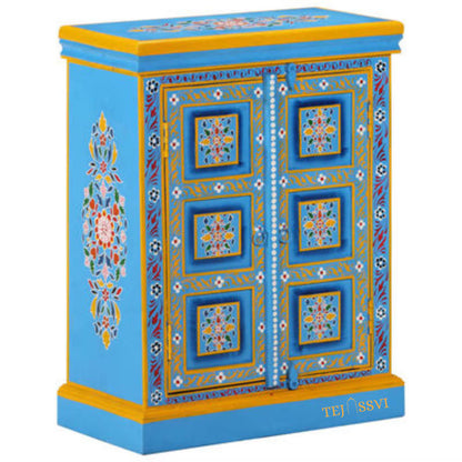 Indian Floral designed Side Storage / Cabinet | Bedside, Side Table, Hand Painted, Wooden Big Cabinet, Living Room Furniture, Fine Panting..