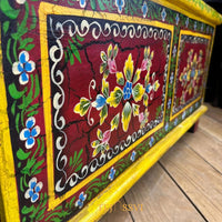Vintage Hand Painted Wooden Trunk and Coffee Table Storage Chest Rustic