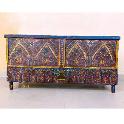 Wooden Indian storage trunk, treasure chest, furniture, home and living,Painted storage,Handpainted Indian Jewellery / Treasure Box.