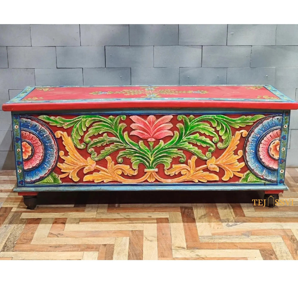 Indian Storage Trunk Box / Treasure chest Furniture Home and Livingroom Décor / Painting Storage Box / Indian Treasure Box.