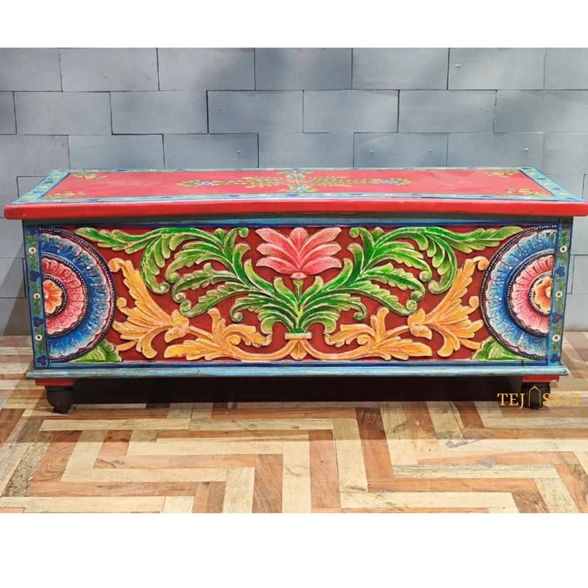 Indian Storage Trunk Box / Treasure chest Furniture Home and Livingroom Décor / Painting Storage Box / Indian Treasure Box.