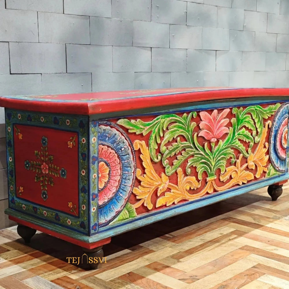 Indian Storage Trunk Box / Treasure chest Furniture Home and Livingroom Décor / Painting Storage Box / Indian Treasure Box.
