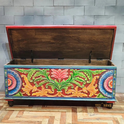 Indian storage trunk, treasure chest, furniture, home and living,Painted storage,Handpainted Indian Jewellery / Treasure Box.