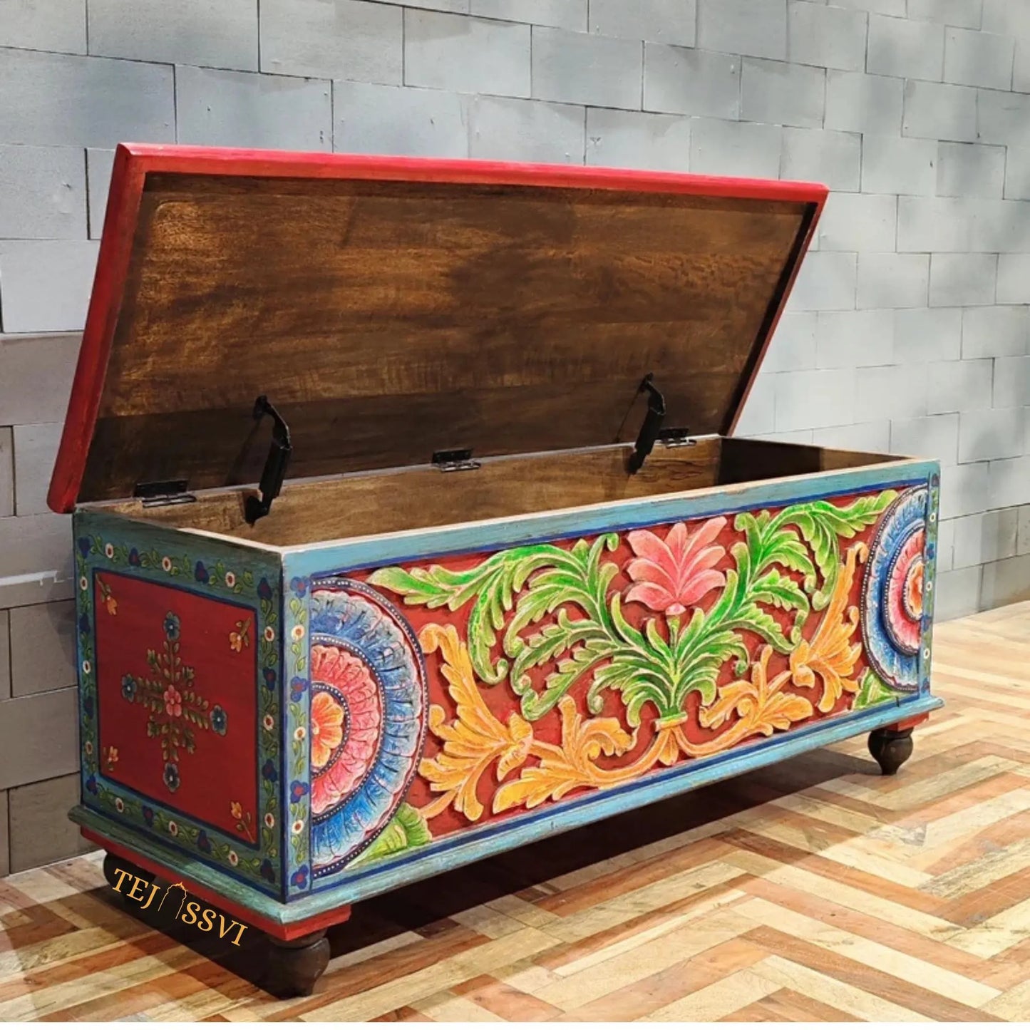 Indian storage trunk, treasure chest, furniture, home and living,Painted storage,Handpainted Indian Jewellery / Treasure Box.