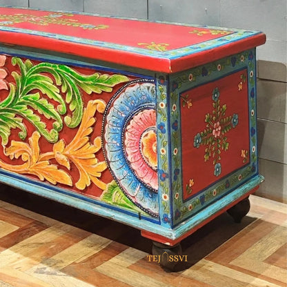 Indian storage trunk, treasure chest, furniture, home and living,Painted storage,Handpainted Indian Jewellery / Treasure Box.