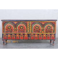 Vintage Stylish Hand Painted Chest Moroccan Box Hand Carved Storage Trunk