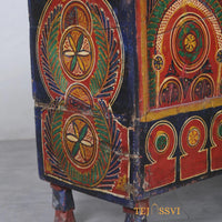 Vintage Stylish Hand Painted Chest Moroccan Box Hand Carved Storage Trunk