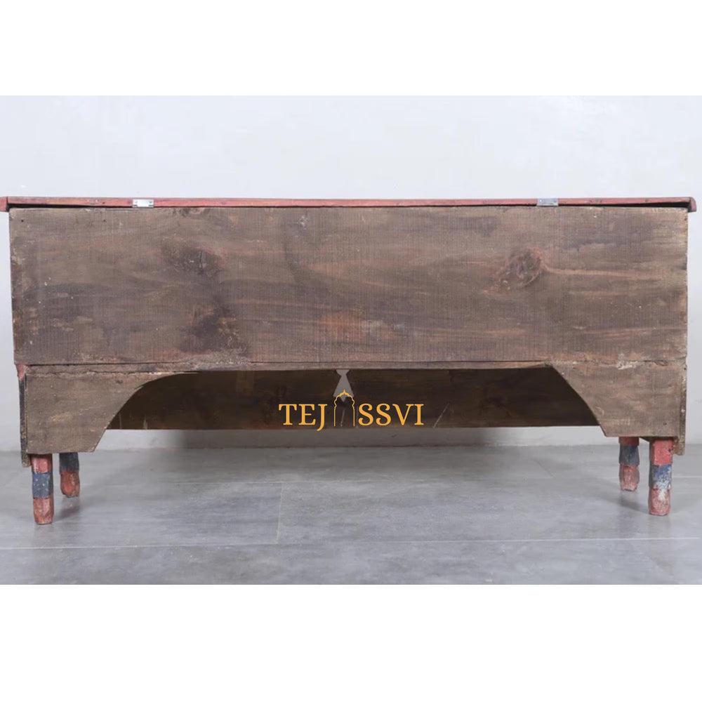 Vintage Stylish Hand Painted Chest Moroccan Box Hand Carved Storage Trunk