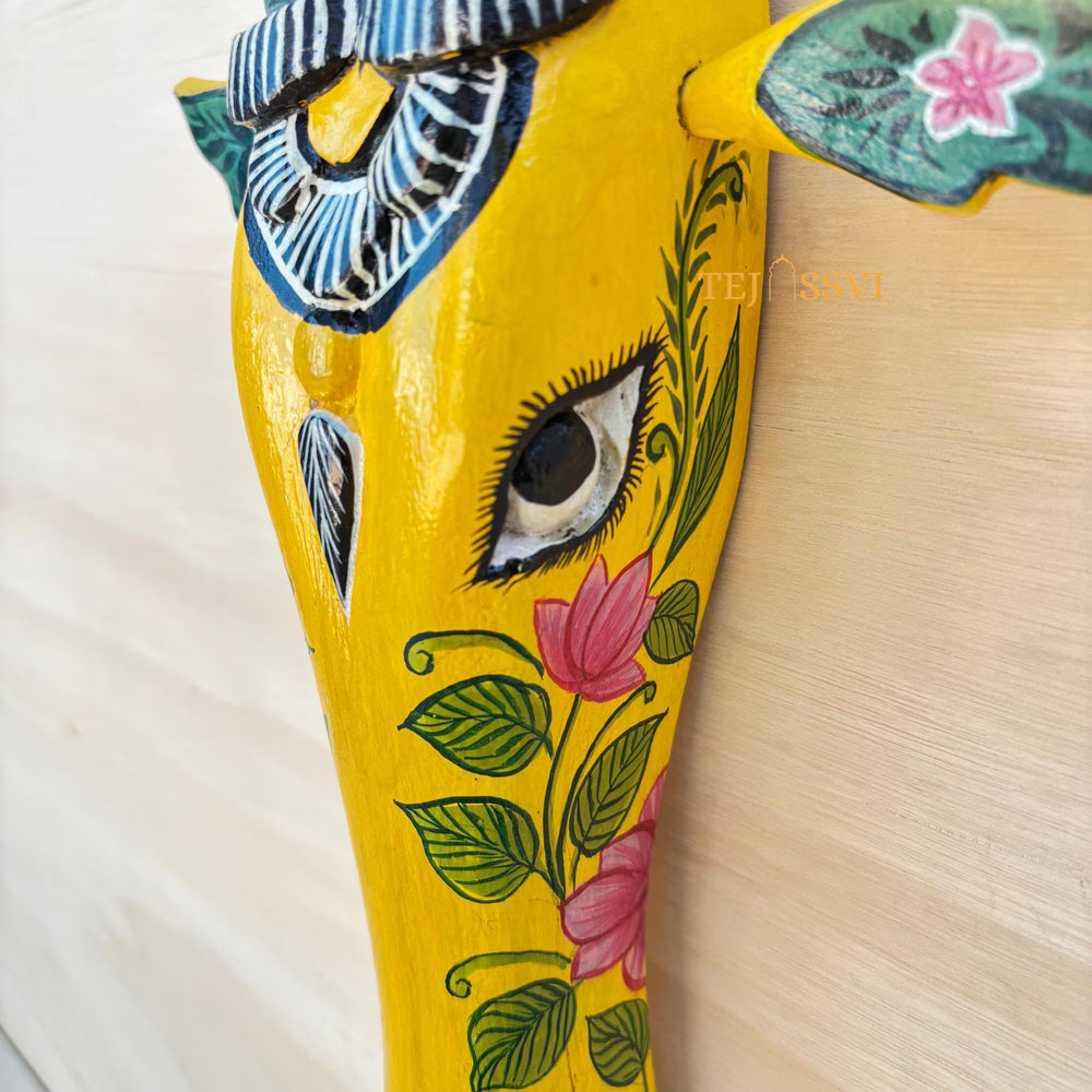 Wooden Cow Head 18 Inches | Bull | Nandi Head Mask Wall Décor. Wooden Wall Hanging. Ethnic Indian Art Best Minimalist Gift Idea for Christmas/Diwali