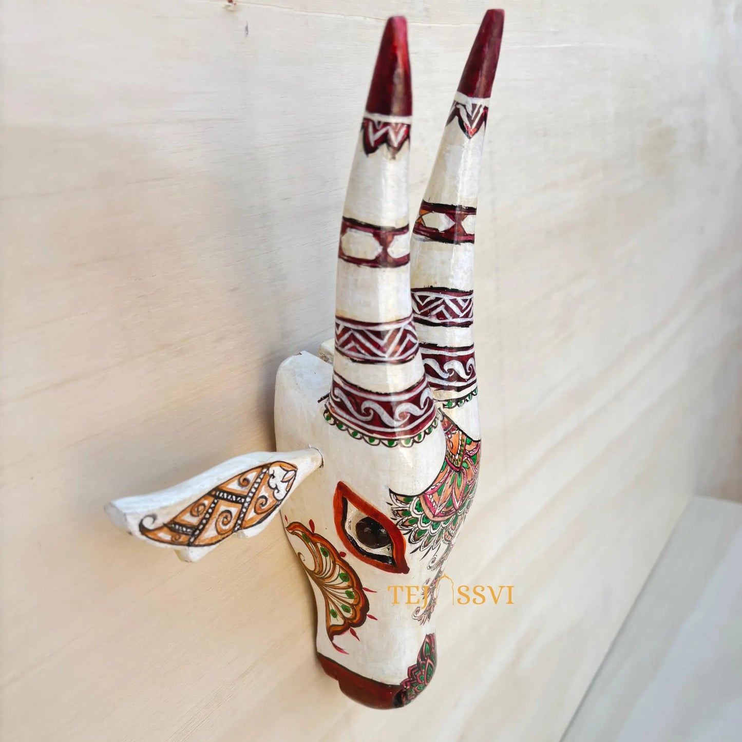 Wooden Cow Head | Bull | Nandi Head Mask Wall Décor. Wooden Wall Hanging. Ethnic Indian Art Best Minimalist Gift Idea for Christmas/Diwali