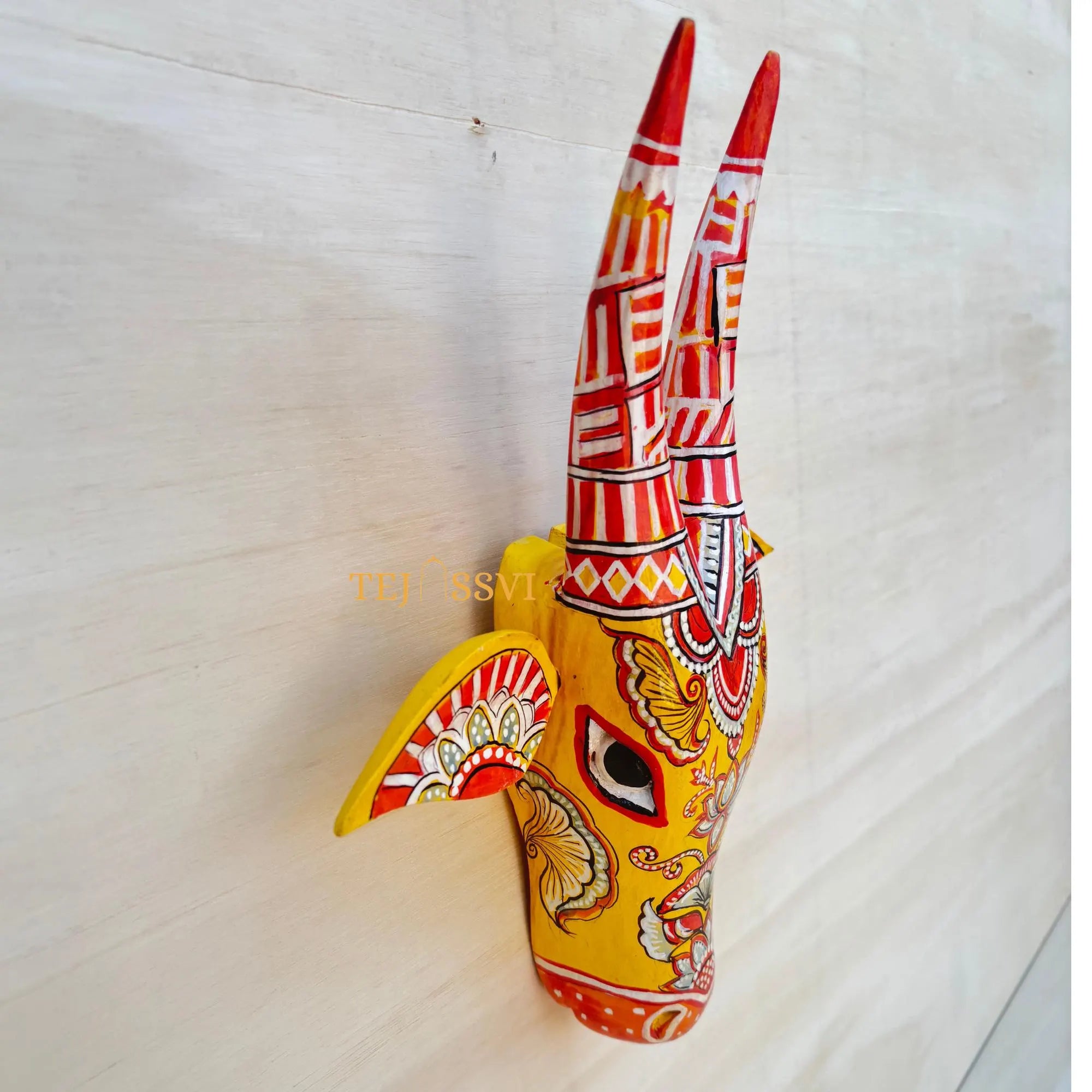 Wooden Cow Head | Bull | Nandi Head Mask Wall Décor. Wooden Wall Hanging. Ethnic Indian Art Best Minimalist Gift Idea for Christmas/Diwali