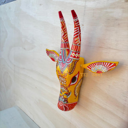 16 Wooden Cow Head | Bull | Nandi Head Mask Wall Décor. Wooden Wall Hanging. Ethnic Indian Art Best Minimalist Gift Idea for Christmas/Diwali
