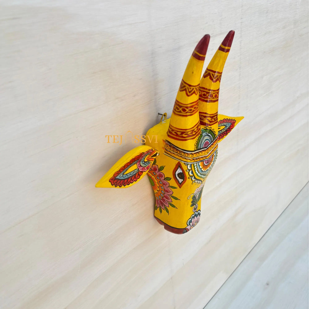Wooden Cow Head | Bull | Nandi Head Mask Wall Décor. Wooden Wall Hanging. Ethnic Indian Art Best Minimalist Gift Idea for Christmas/Diwali