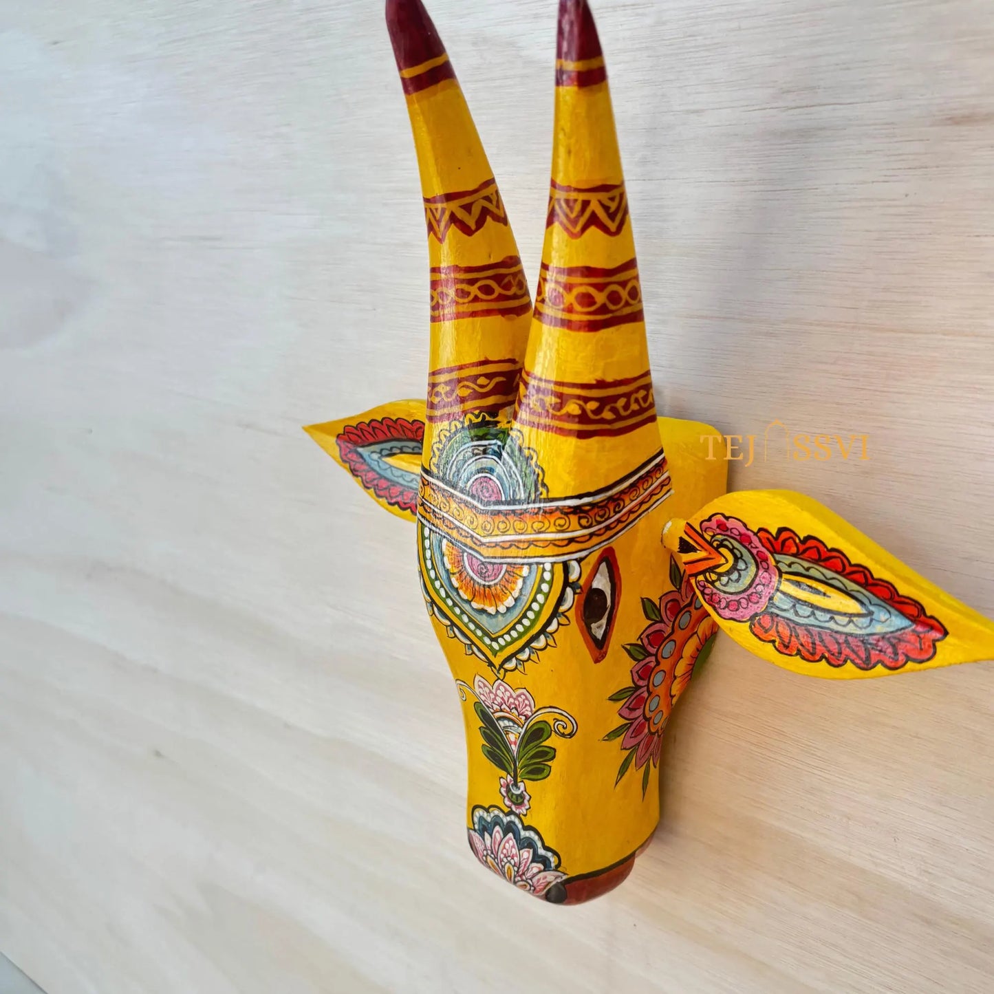 Wooden Cow Head | Bull | Nandi Head Mask Wall Décor. Wooden Wall Hanging. Ethnic Indian Art Best Minimalist Gift Idea for Christmas/Diwali