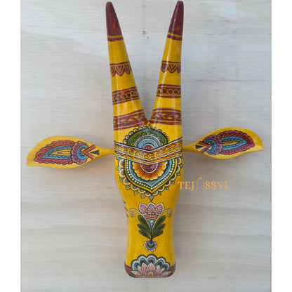 16 Wooden Cow Head | Bull | Nandi Head Mask Wall Décor. Wooden Wall Hanging. Ethnic Indian Art Best Minimalist Gift Idea for Christmas/Diwali